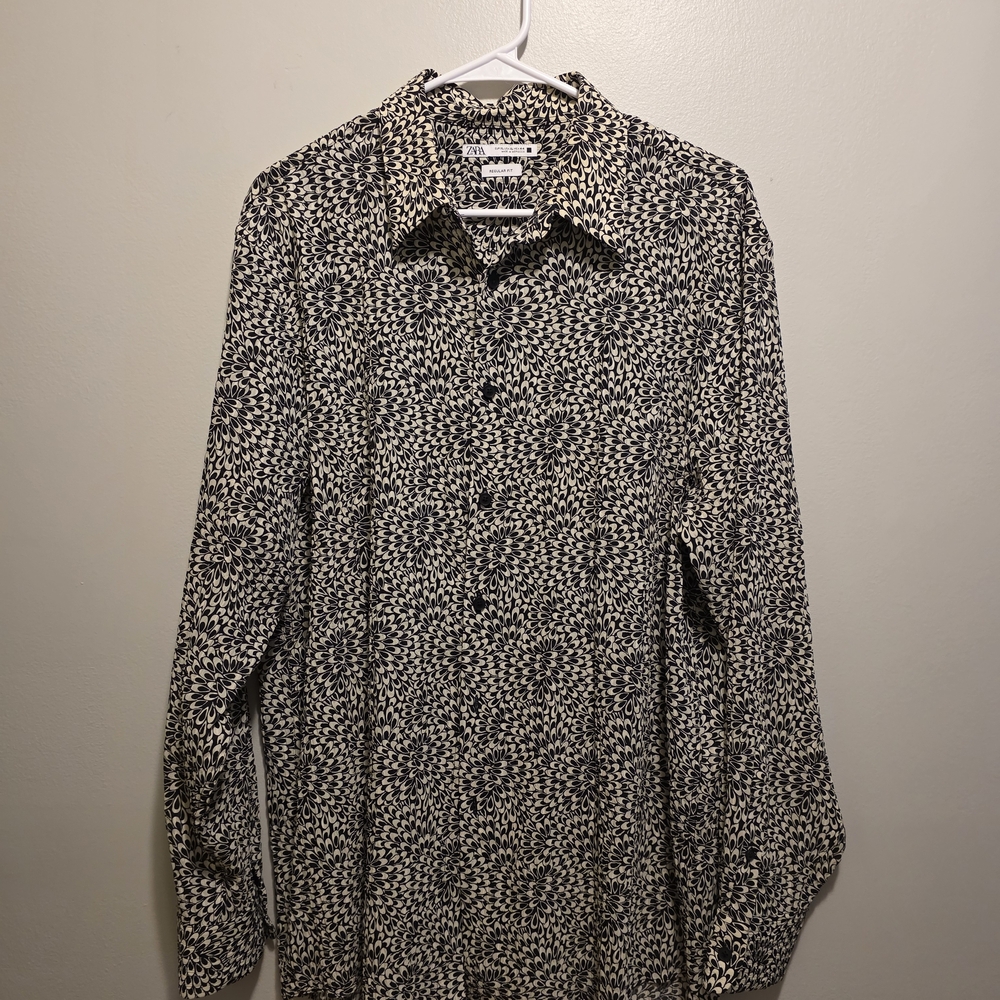 Zara Monochrome Floral Shirt